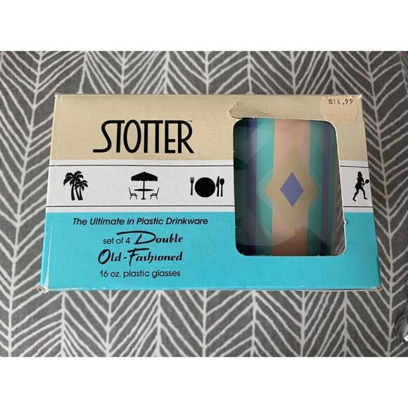 Stotter VINTAGE MCM 1970s plastic Pitcher Ice Bucket Glasses Cups LOT 14 pc. SET - Picture 6 of 8